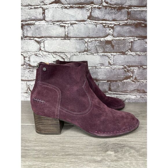 UGG Bandera Purple Plum Suede Back Zip Ankle Bootie Heel Boots Women 7M US/38EU - Picture 16 of 16